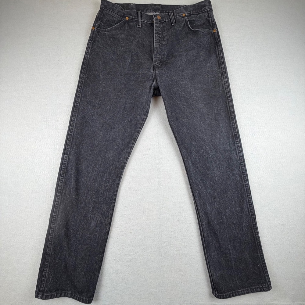 VTG Wrangler Mens 38x32 Black Denim 13MWZPB 80s USA Western Jeans 36x32 Fit